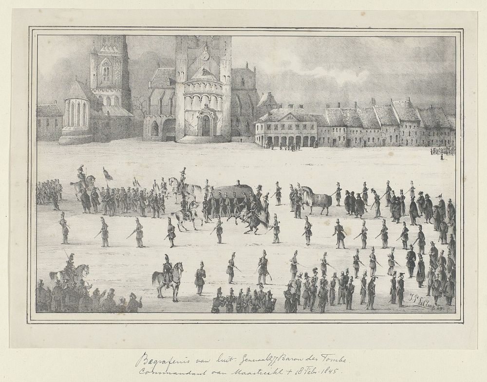 Begrafenis van A.J.J. Baron des Tombe, 1845 (1845) by Jacques Philippe Le Clerc