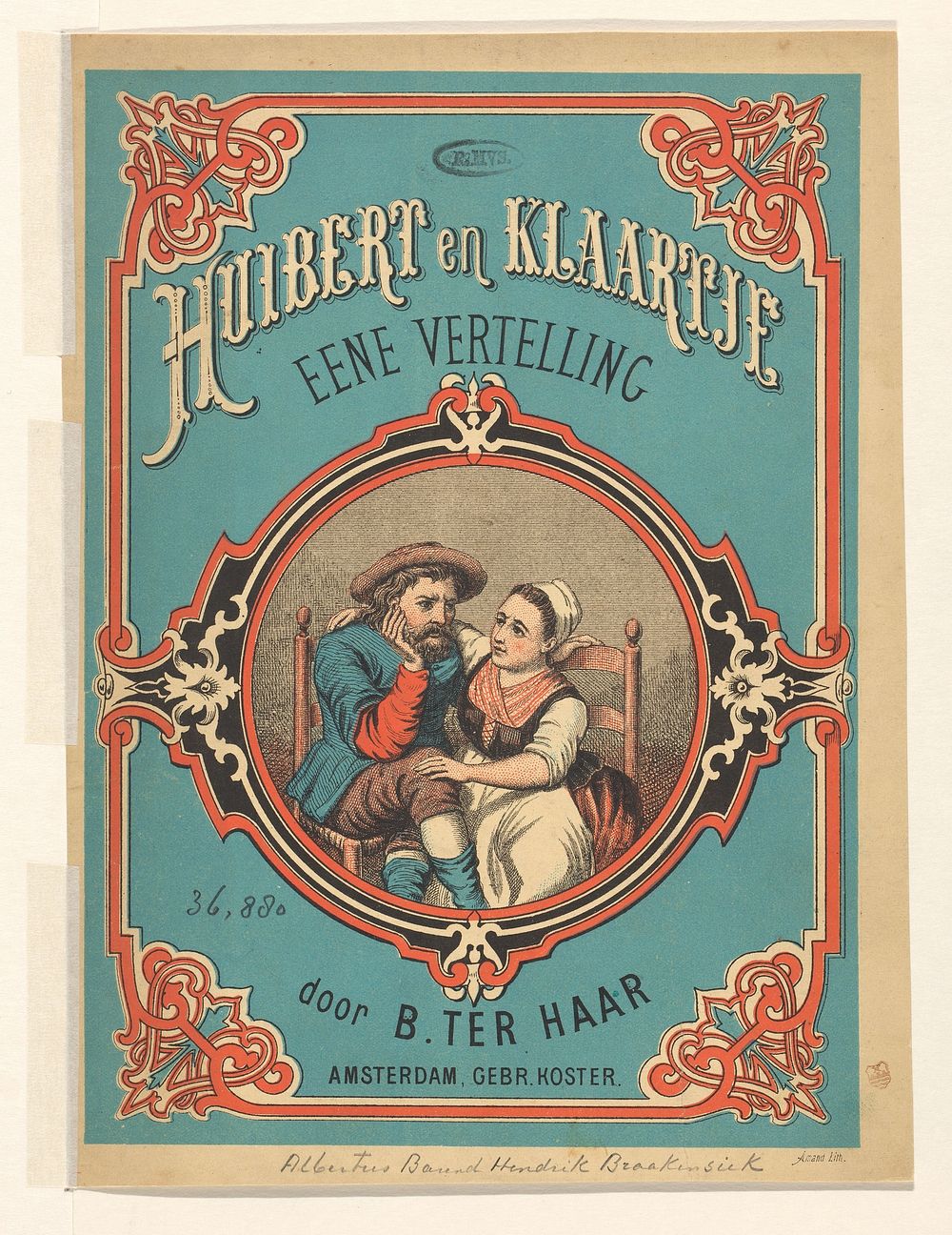 Peinzende man en troostende vrouw (1851 - 1884) by Albertus Barend Hendrik Braakensiek, Amand and Gebroeders Koster