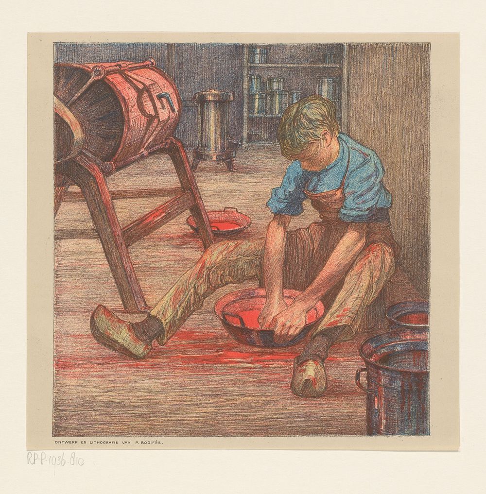 Arbeider in werkplaats (c. 1876 - in or before 1936) by Paul Bodifée