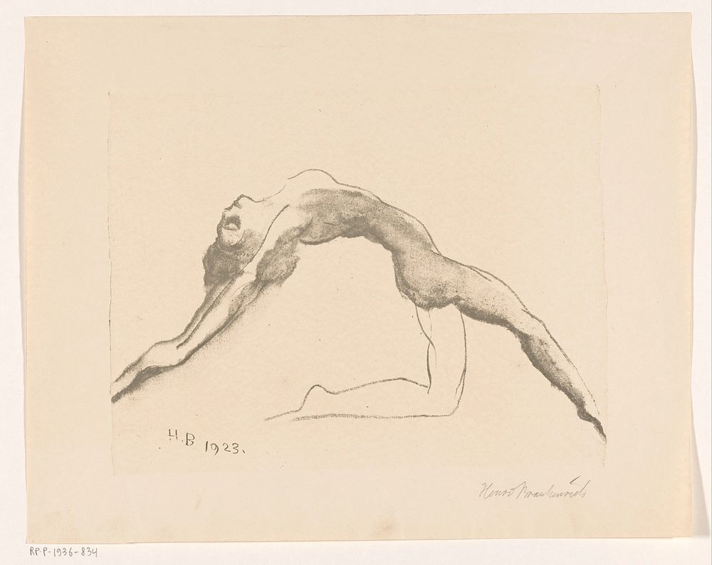 Naakte vrouw die achterover springt (1923) by Henri Braakensiek