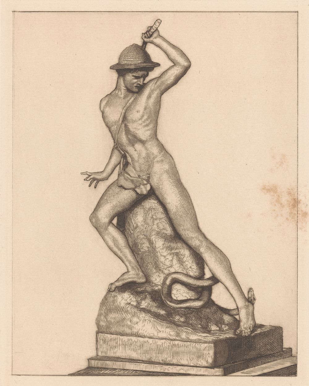 Sculptuur van een herder met een slang (1900 - 1937) by Maria Arnoldina van Hove and Louis Royer