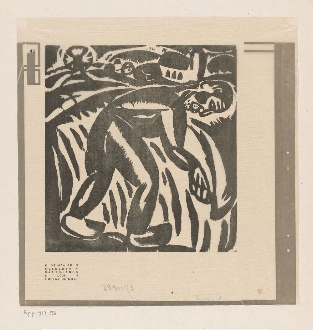 Boer aan het werk op het land (1919) by Gustave De Smet