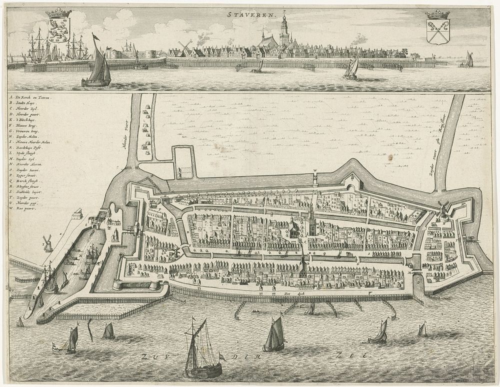 Plattegrond van Stavoren (1630 - 1680) by Jacob van Meurs