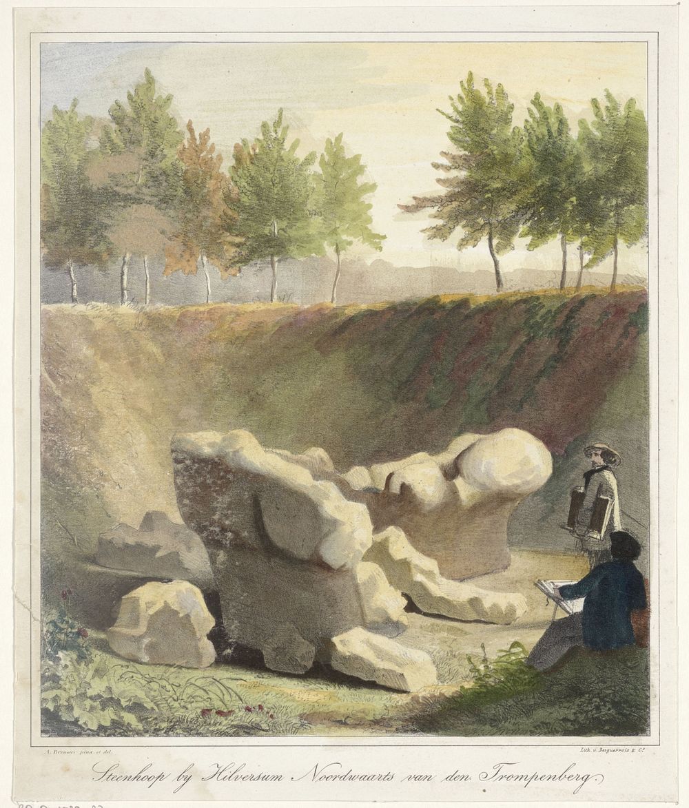 Tekenaars bij archeologische opgraving (1837 - 1908) by Anthonius Brouwer, Anthonius Brouwer and Desguerrois and Co