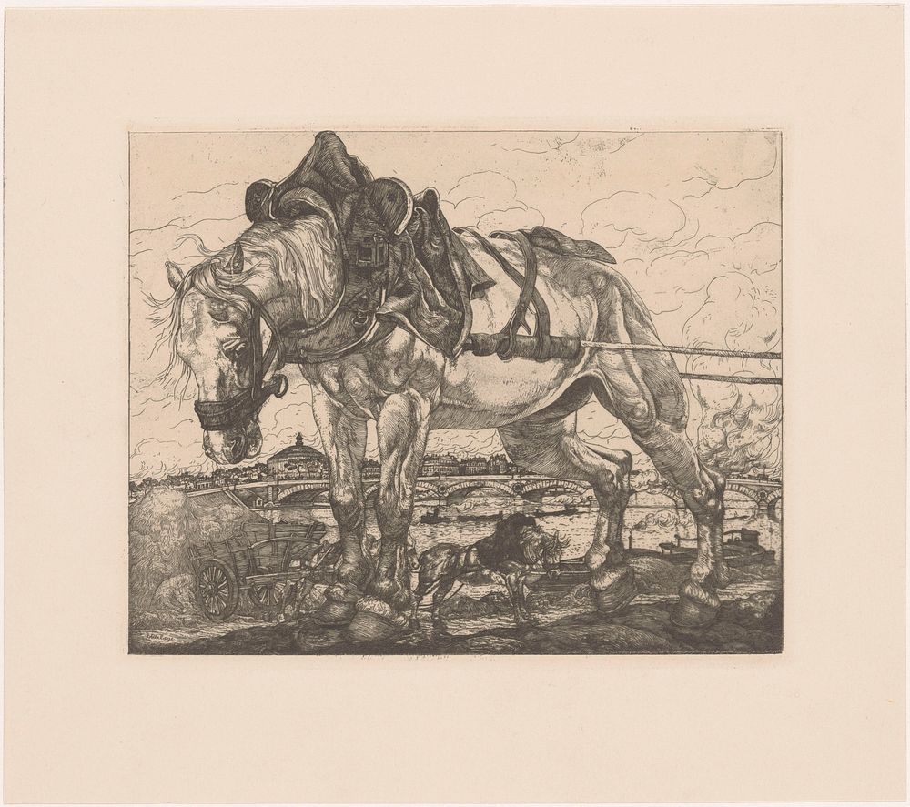 Trekpaard bij de Seine in Parijs (1898) by Pieter Dupont