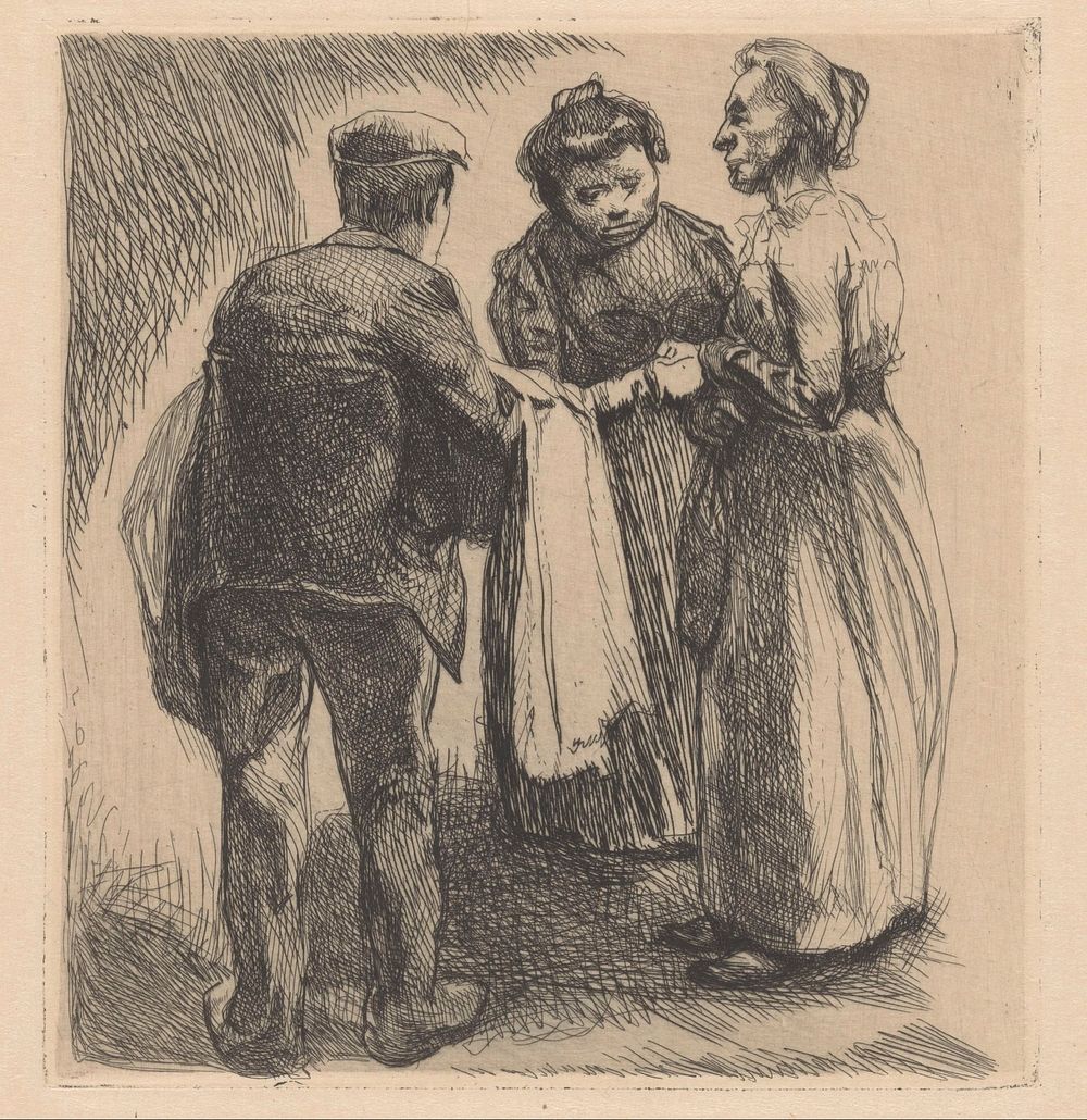 Groep van twee vrouwen en een man (1881 - 1934) by Johannes Josephus Aarts