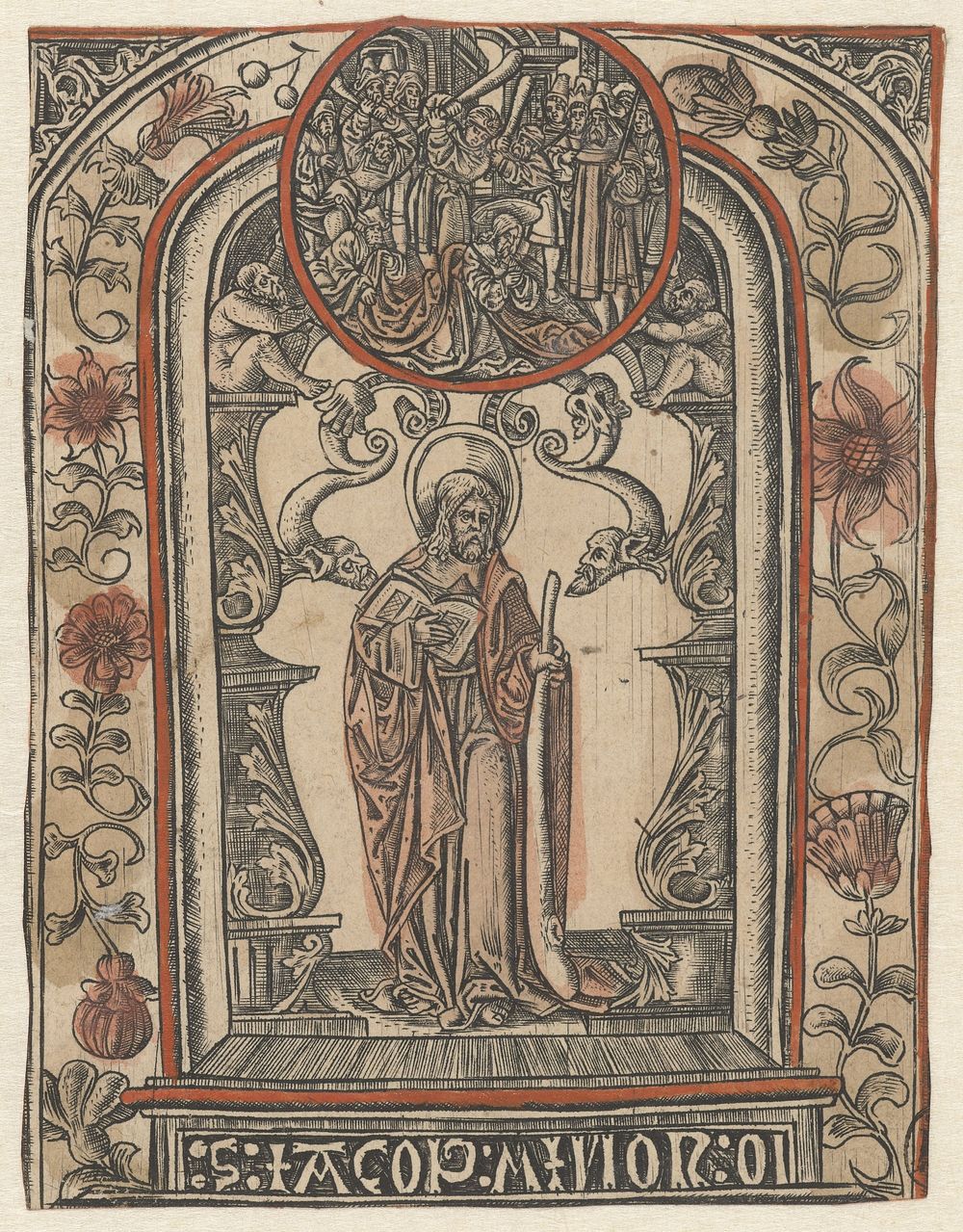De apostel Jakobus Minor en zijn martelaarschap (1510 - 1530) by Allaert Claesz and Monogrammist S 16e eeuw