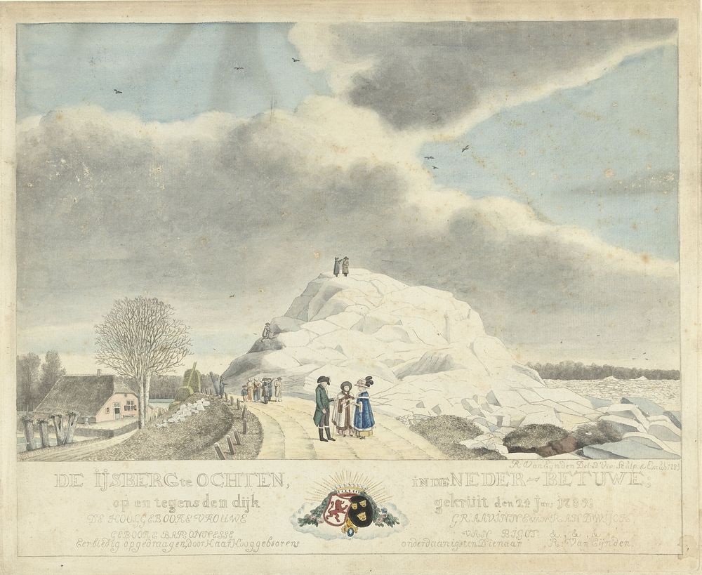 IJsberg te Ochten, 24 januari 1789 (1789) by Roeland van Eynden, Roeland van Eynden and Roeland van Eynden