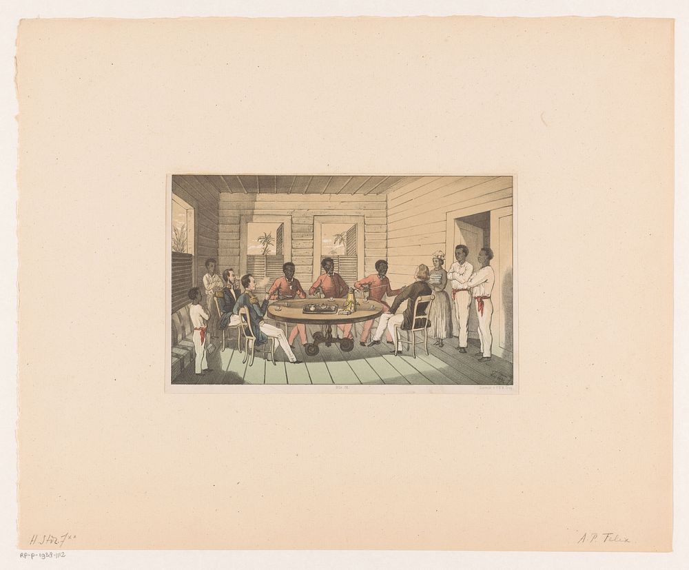 Surinamers en Hollanders drinken thee (1856) by Abraham Pieter Felix, Pieter Willem Marinus Trap and R C Meijer