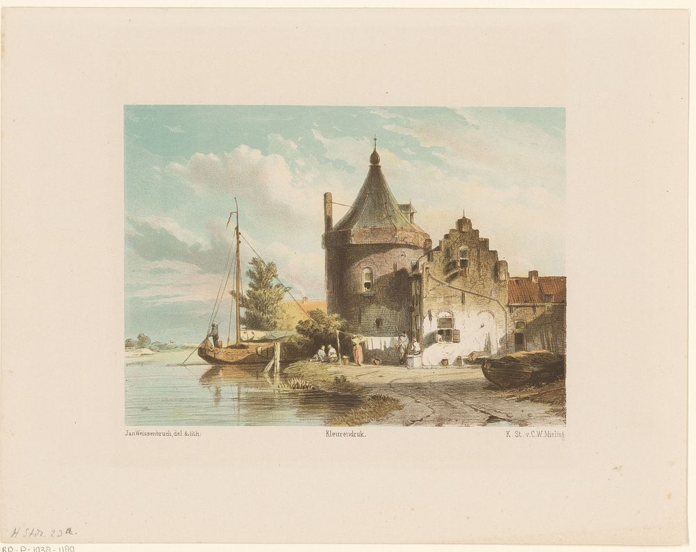 Gezicht op de Waltoren te Culemborg (1847 - 1865) by Jan Weissenbruch, Jan Weissenbruch and Koninklijke Nederlandse…