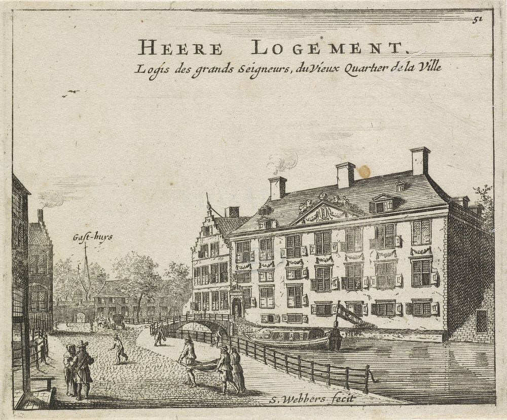 Gezicht op het Oudezijds Herenlogement te Amsterdam (1665) by Zacharias Webber II
