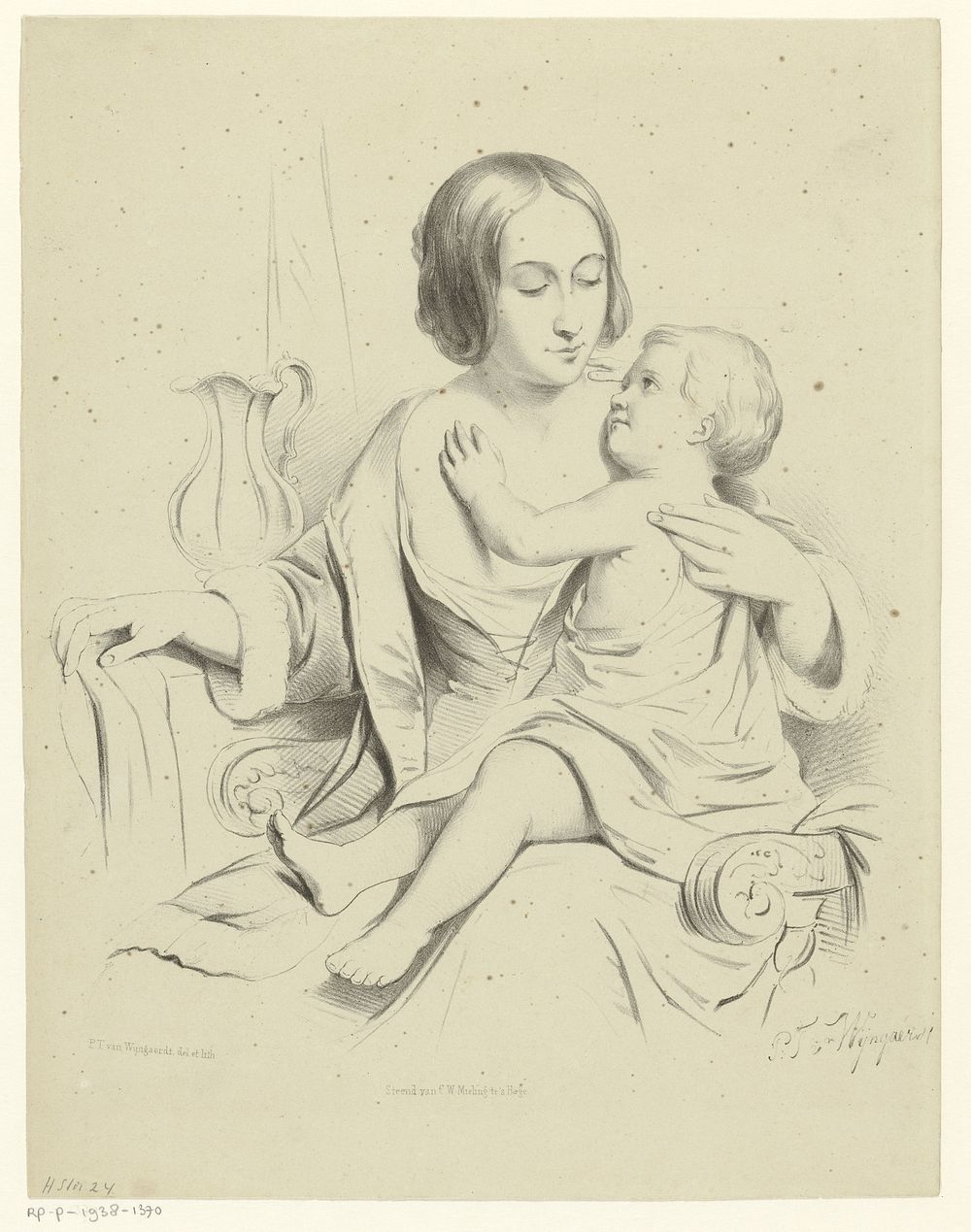 Moeder met kind op schoot (1847 - c. 1865) by Petrus Theodorus van Wijngaerdt, Petrus Theodorus van Wijngaerdt and…