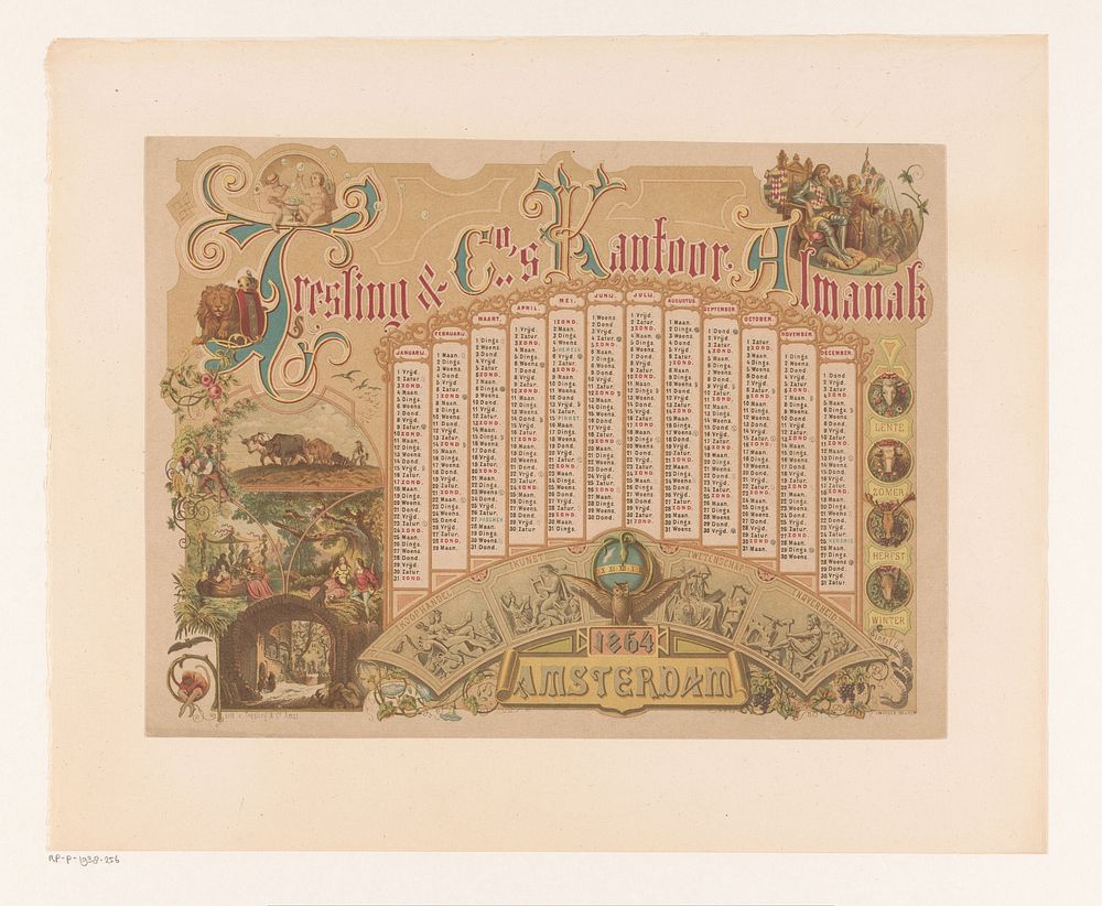 Kantoorkalender met voorstellingen (1864) by Johannes Henderikus Morriën, Johannes Henderikus Morriën and Tresling and Comp