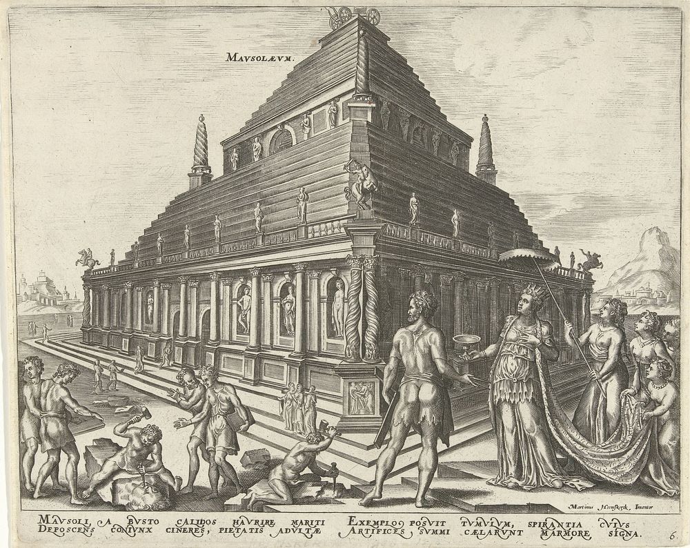 Mausoleum van Halicarnassus (1581 - 1633) by Philips Galle, Maarten van Heemskerck, Hadrianus Junius and Theodoor Galle