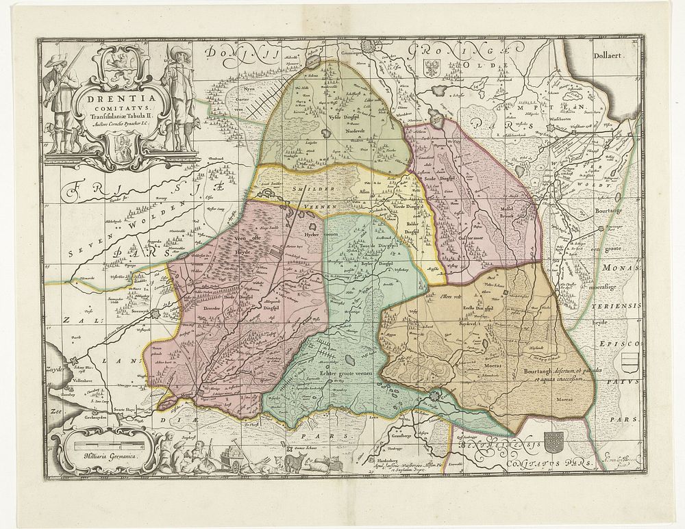 Kaart van de provincie Drente (1626 - 1665) by Abraham van den Broeck, Cornelis Pijnacker, Janssonius van Waesberge…