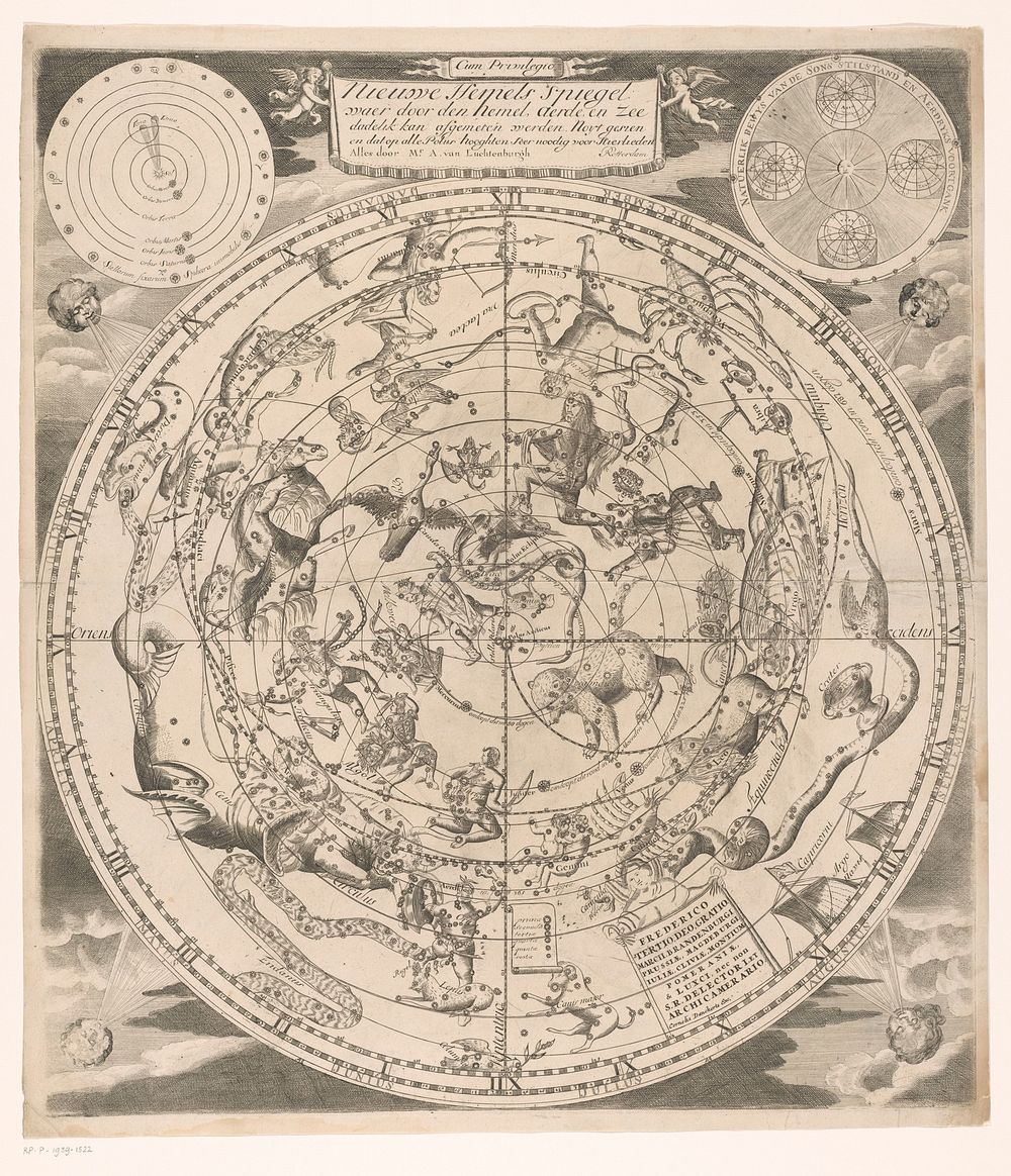 Hemelkaart met de noordelijke sterrenbeelden (in or after 1684 - before 1701) by Andreas van Luchtenburg, Andreas van…