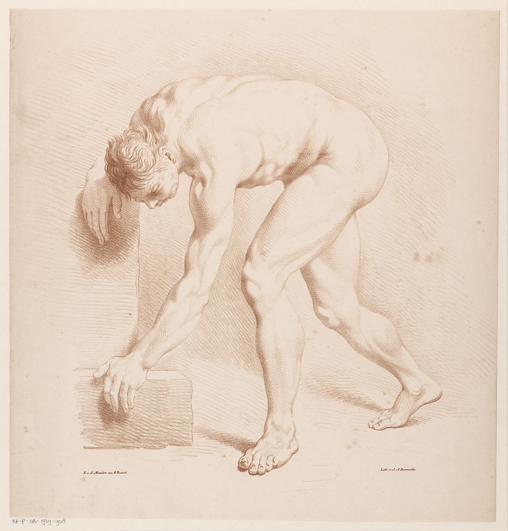 Gebogen naakte man (1820 - 1833) by Jean Augustin Daiwaille, Roelof van der Meulen and Bernard Picart