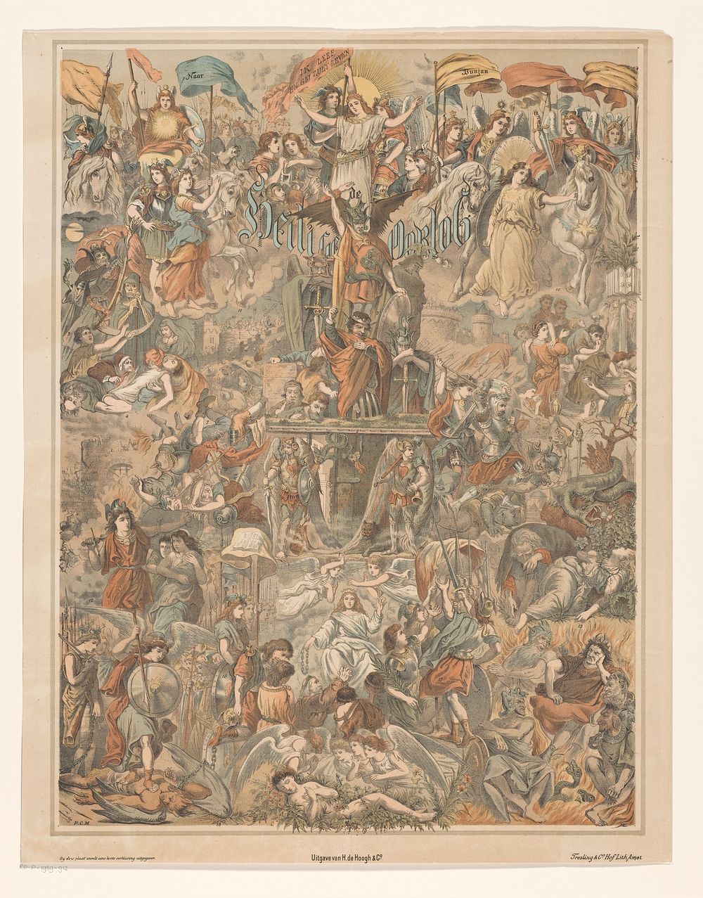 Allegorie op een heilige oorlog (1885) by Pieter Cornelis Mondriaan sr, Tresling and Comp and H de Hoogh and Co