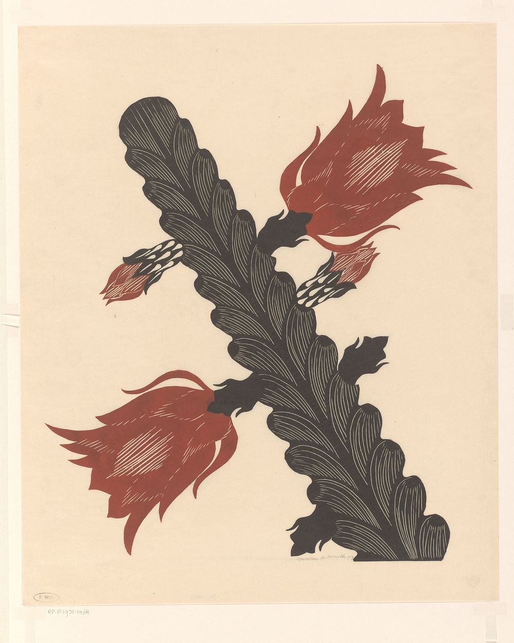 Bloeiende cactus (epiphyllum) (1929) by Samuel Jessurun de Mesquita