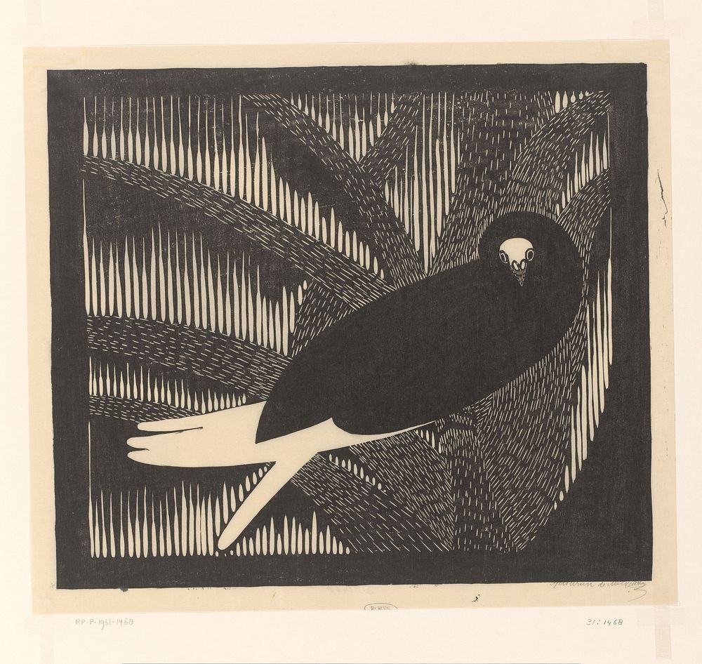 Duif in struikgewas (Engelse raadsheer) (1921) by Samuel Jessurun de Mesquita