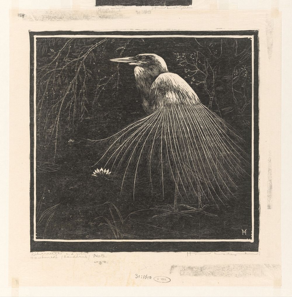 Zilverreiger in de wind (1892 - 1931) by Henri Verstijnen and Henri Verstijnen