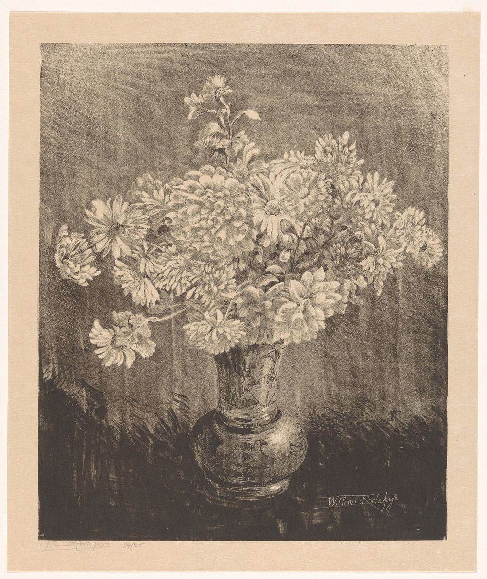Chrysanten in een vaas (1884 - 1931) by Willem Roelofs II