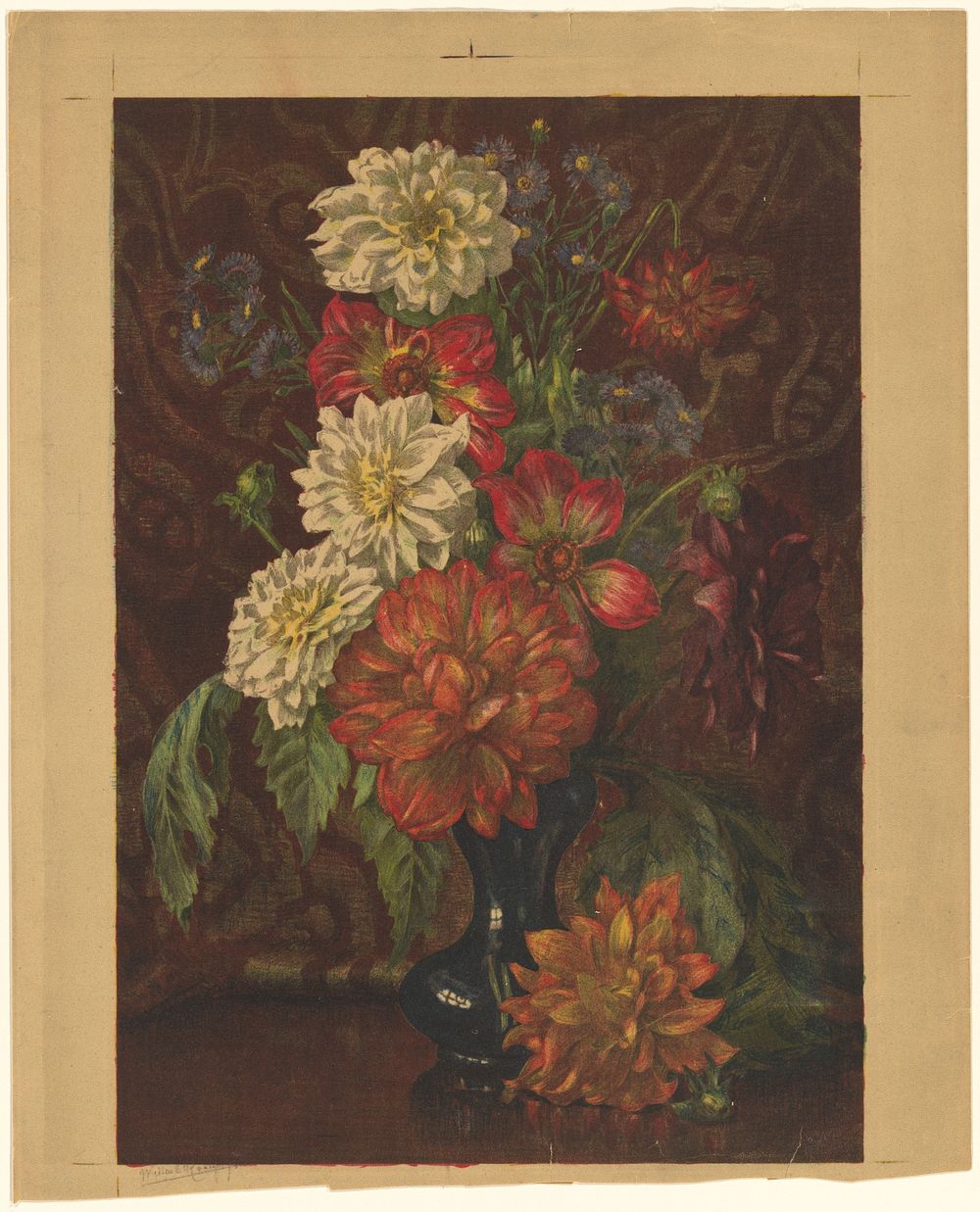 Vaas met dahlia's (1884 - 1931) by Willem Roelofs II