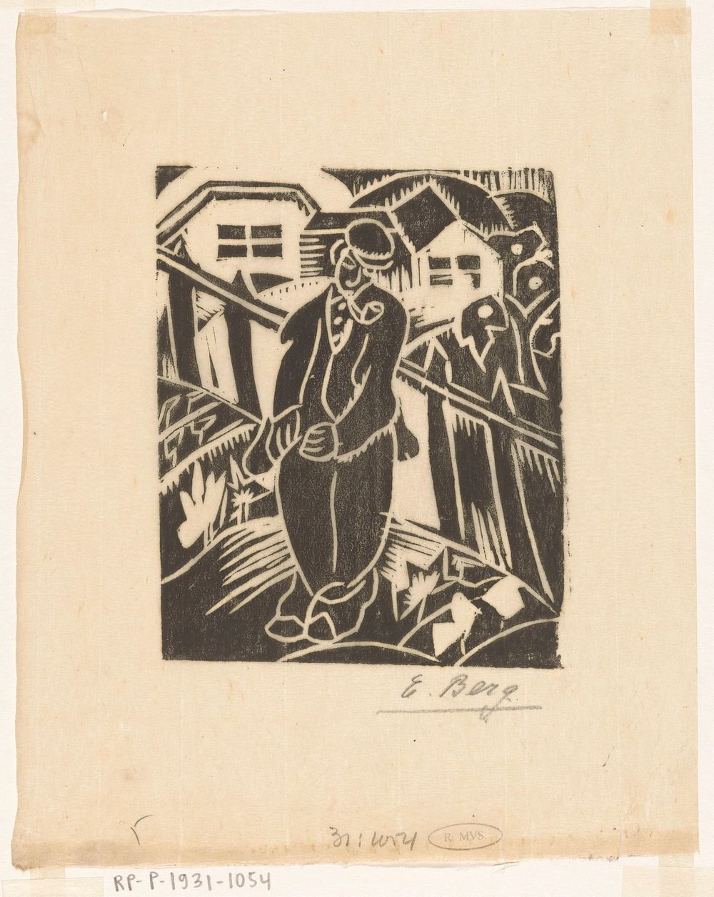 Man in moestuin (c. 1912 - in or before 1931) by Else Berg