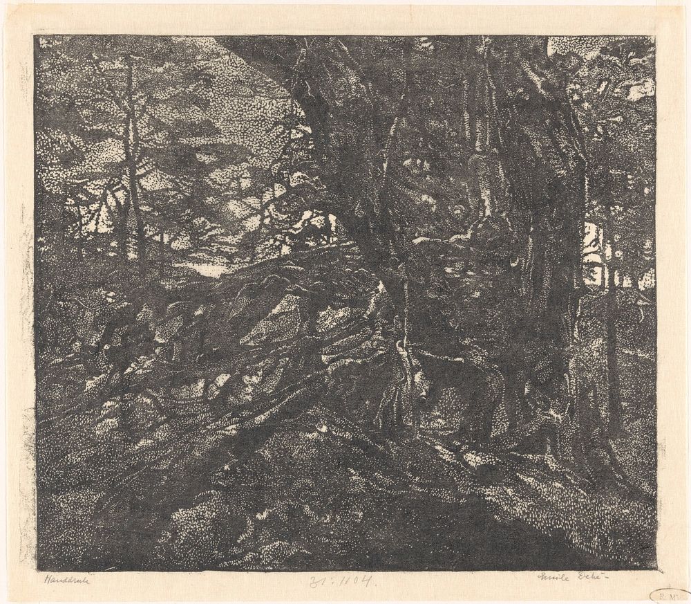 Bomen aan een duinrand tussen Egmond en Bergen (1896 - 1931) by Emilius Wilhelmus Dehé and Emilius Wilhelmus Dehé