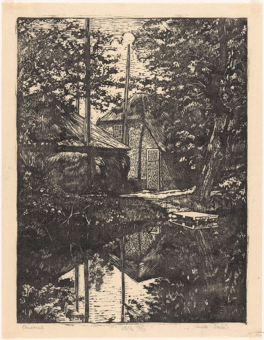 Boerderij en hooischuur aan het water (1896 - 1931) by Emilius Wilhelmus Dehé and Emilius Wilhelmus Dehé