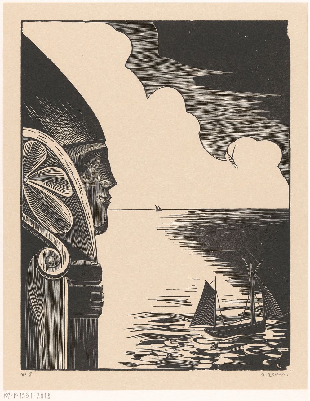 Beeld van Sint Nicolaas bij de haven van Tréboul (1927) by Bernard Essers