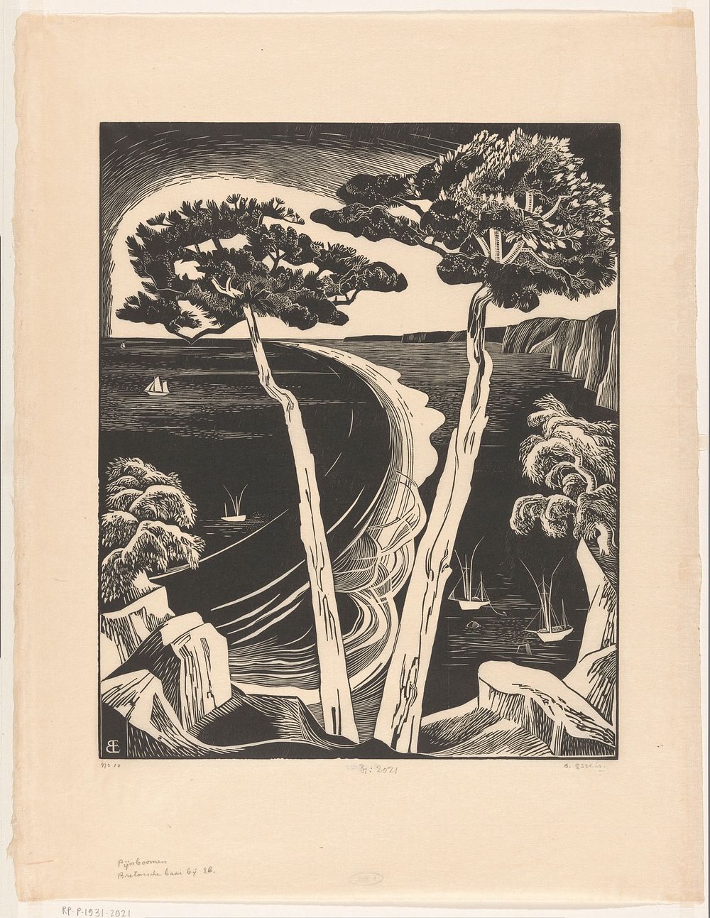 Pijnboomen (Bretonsche baai bij eb) (1927) by Bernard Essers