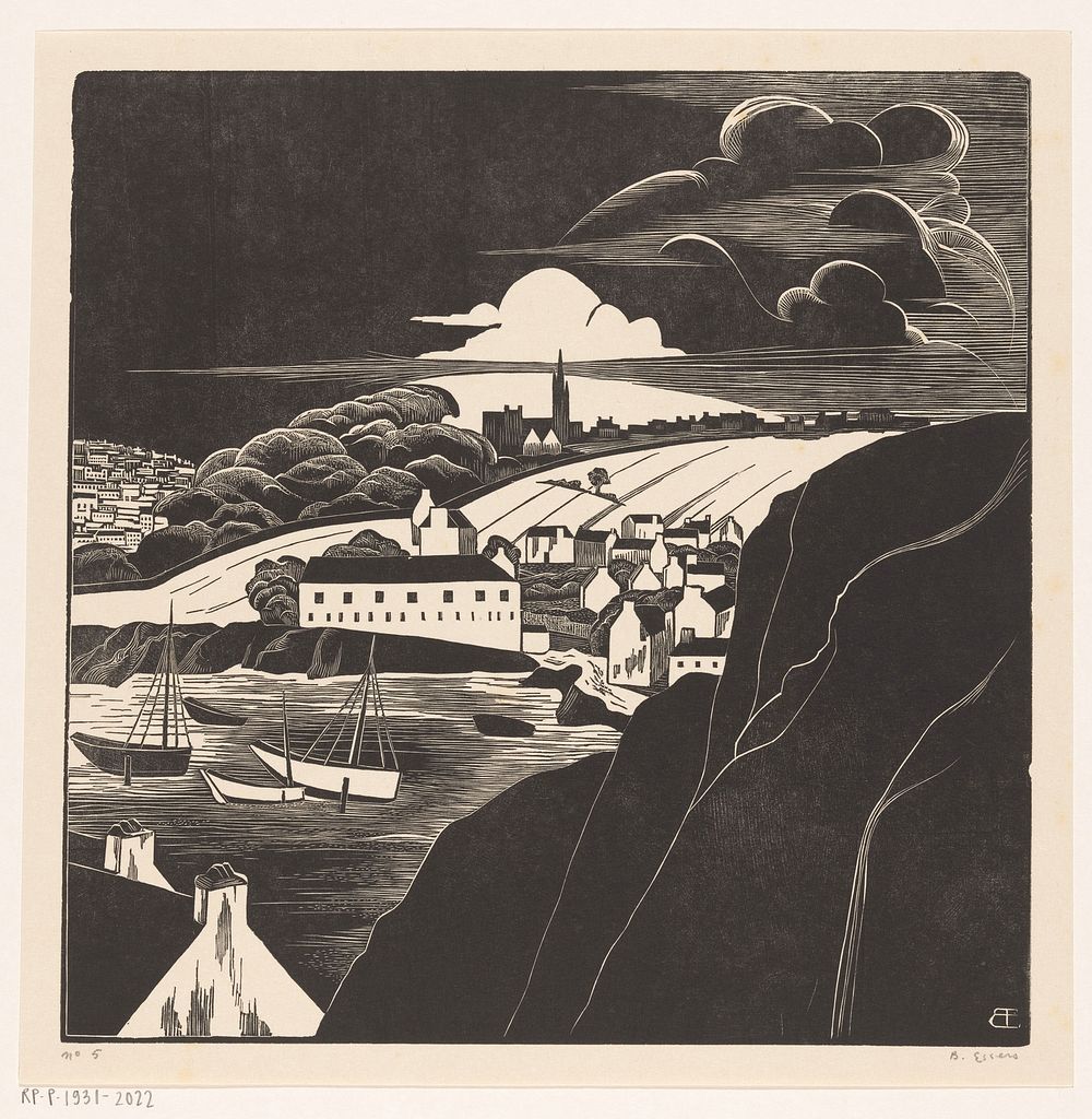 Haven bij eb (1927) by Bernard Essers