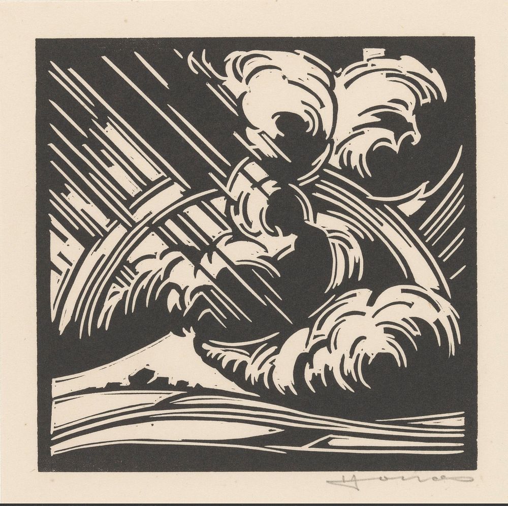 Storm boven een landschap (1921) by Henri Jonas