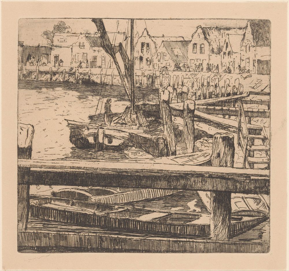 Haven van Volendam (1888 - 1931) by Willem Adrianus Grondhout