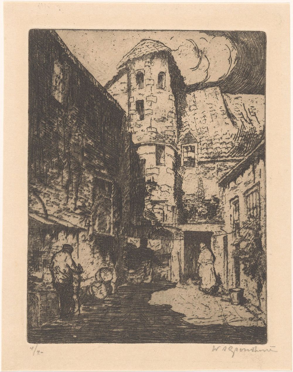 Straat in Deventer (1888 - 1931) by Willem Adrianus Grondhout