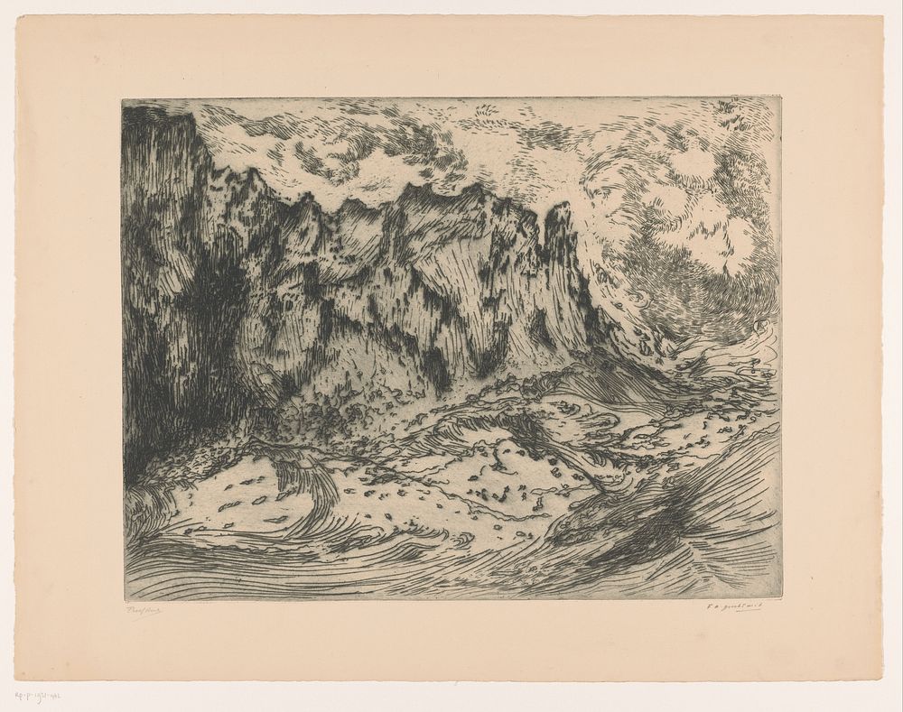 Golven bij rotsen (1885 - 1931) by Frederika Henriëtte Broeksmit