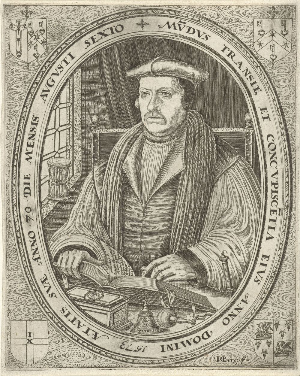 Portret van Mathew Parker (1573) by Remigius Hogenberg and Richard Lyne