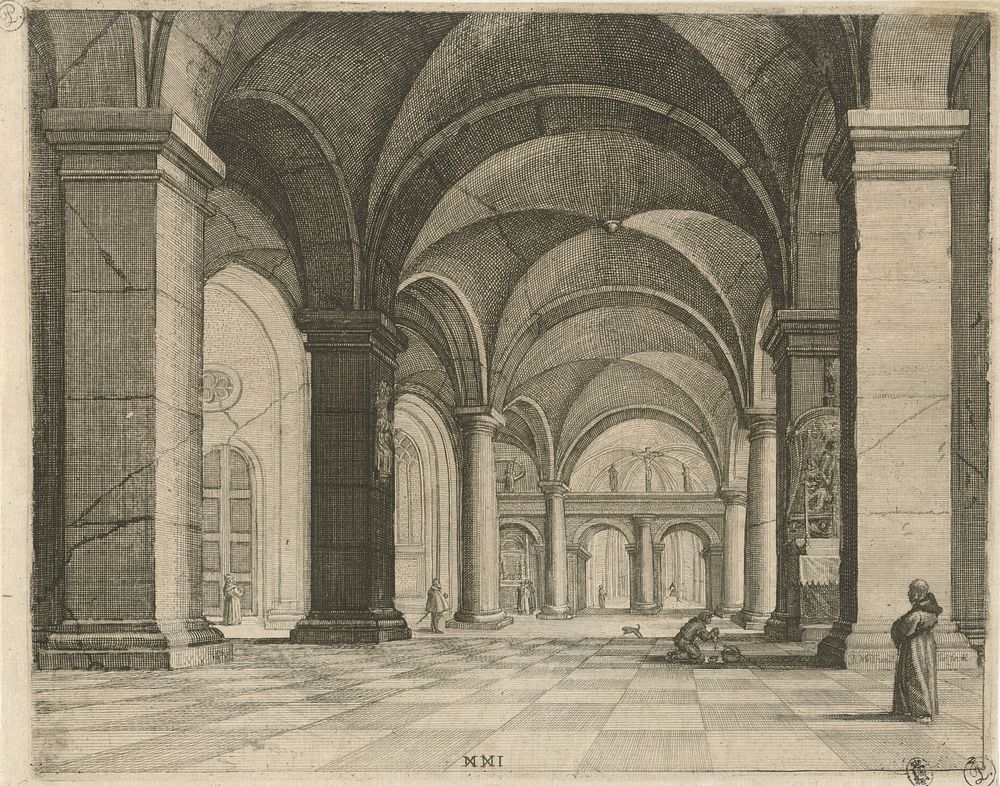 Kerkinterieur (1635) by Julius Milheuser and Frederik de Wit