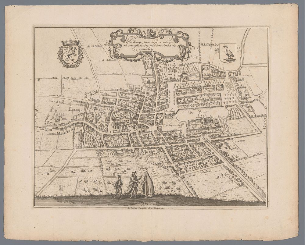 Plattegrond van Den Haag, 1560 (1730) by anonymous and Reinier Boitet