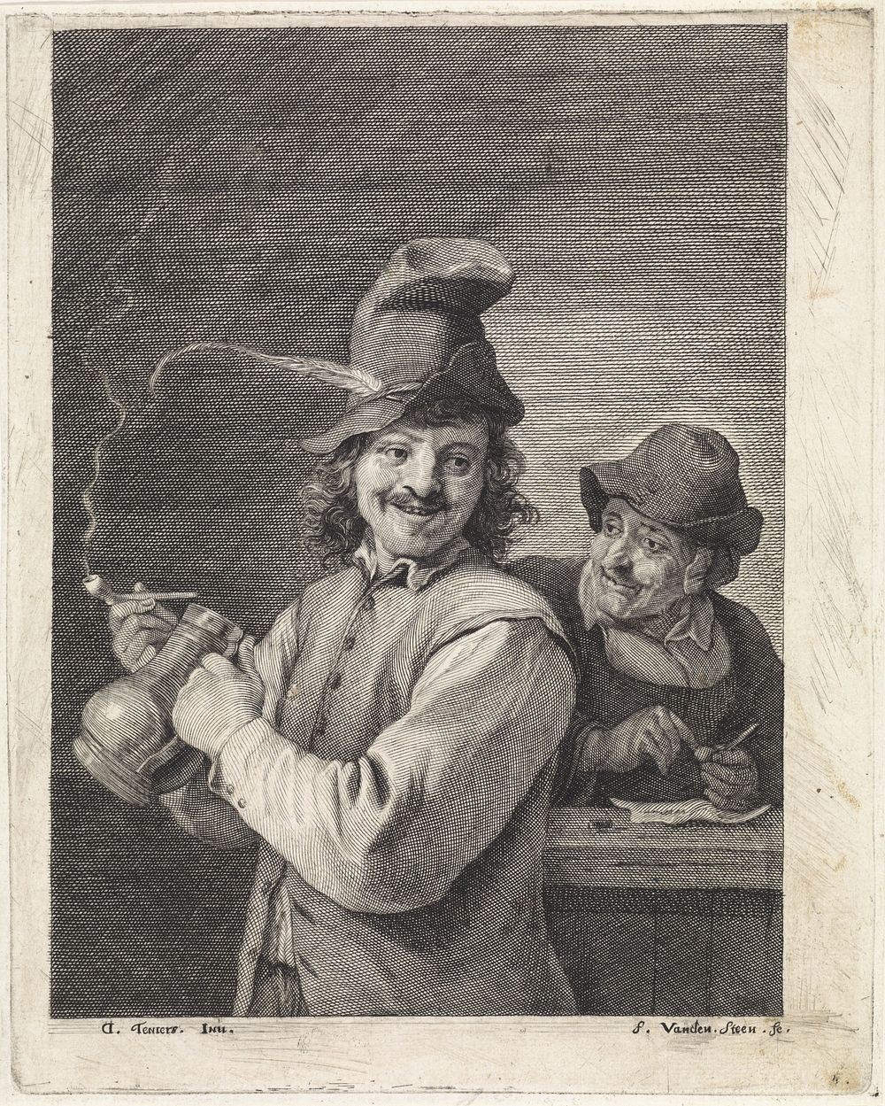 Boer met kruik en pijp (1643 - 1672) by Franciscus van der Steen and David Teniers