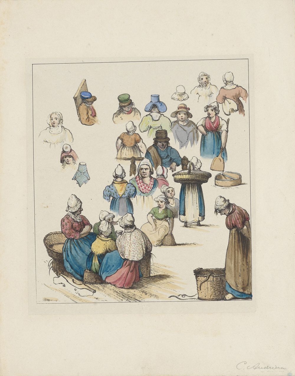 Figuurstudies (derde blad), 1833 (1833) by Christiaan Andriessen and weduwe L van Hulst and Zoon