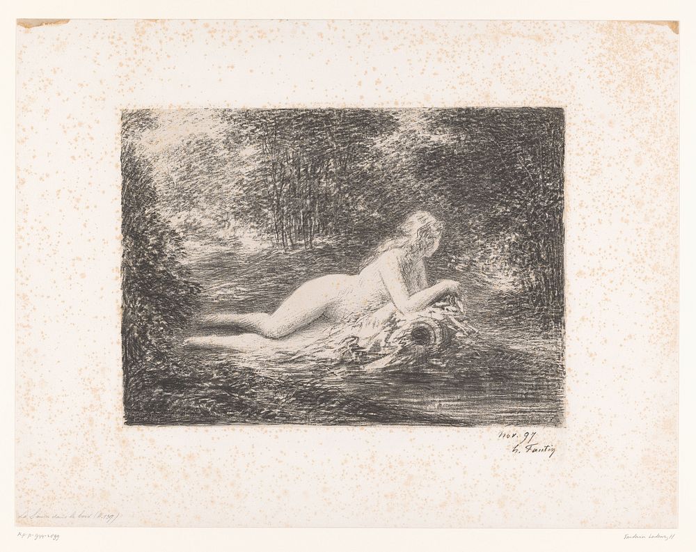 Nimf met waterkruik bij een bosbeek (1897) by Henri Fantin Latour