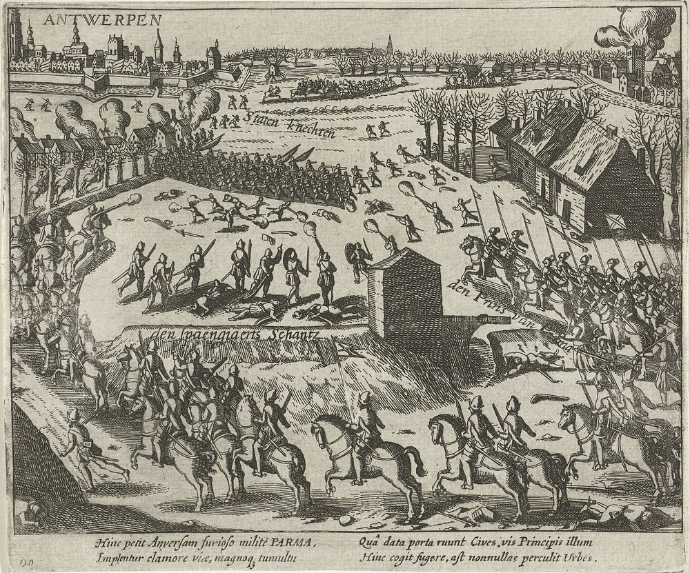 Slag bij Borgerhout, 1579 (1613 - 1615) by anonymous and Frans Hogenberg