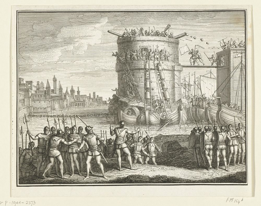 Beleg van Damiate, 1219 (1747 - 1759) by Jacob Folkema and Louis Fabritius Dubourg