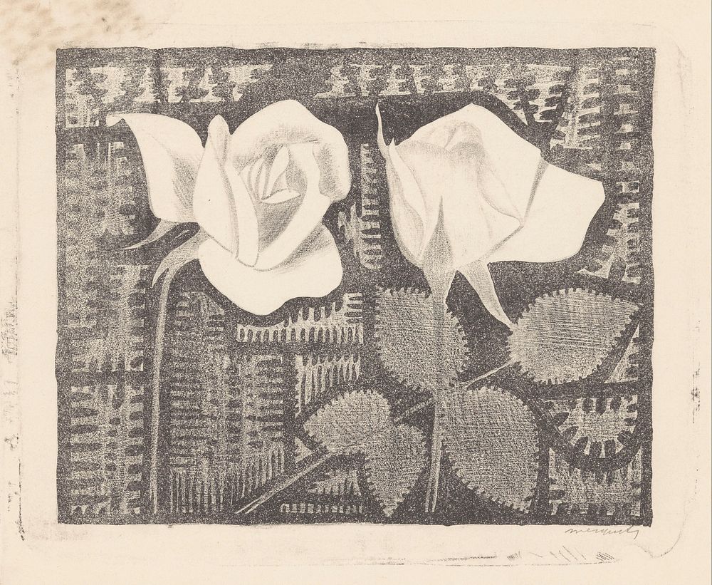 Twee rozen (c. 1920) by Samuel Jessurun de Mesquita