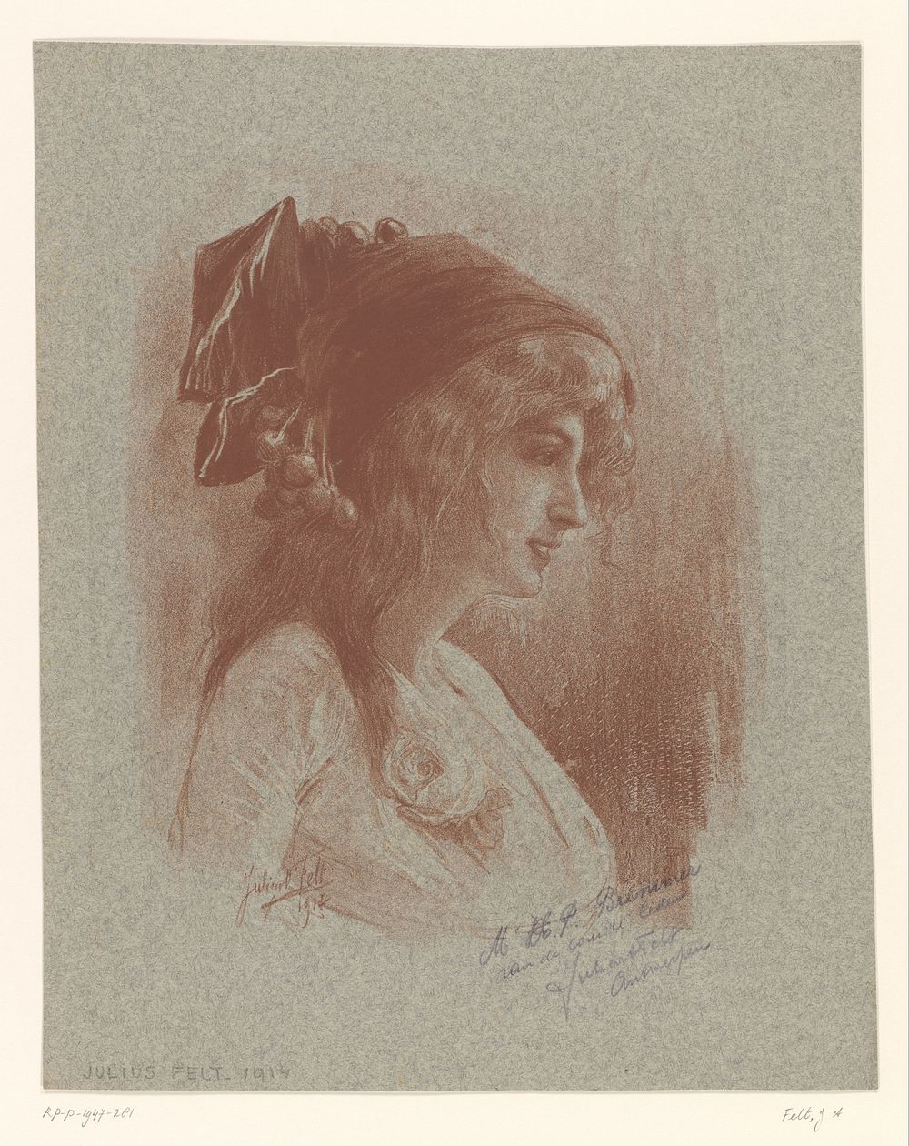 Portret van een onbekende vrouw (1914) by Julien t Felt