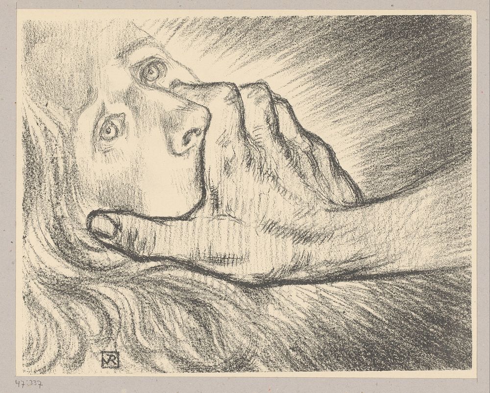 Gezicht met hand over de mond gedrukt (1899) by Theo Van Rysselberghe