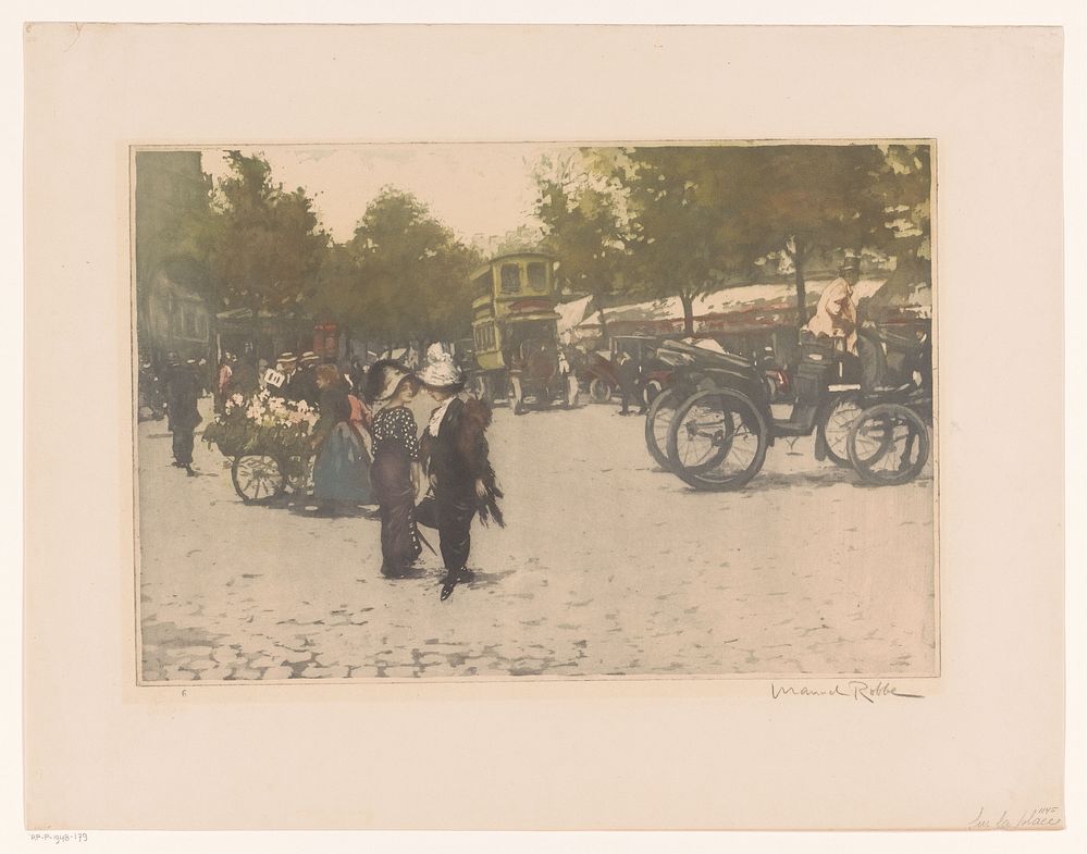 Straatgezicht in Parijs (1882 - 1936) by Manuel Robbe