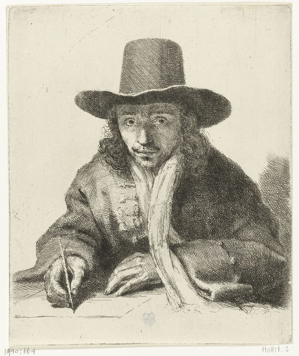 Zelfportret van Johannes Lutma, tekenend (1643 - 1689) by Johannes Lutma 1624 1689